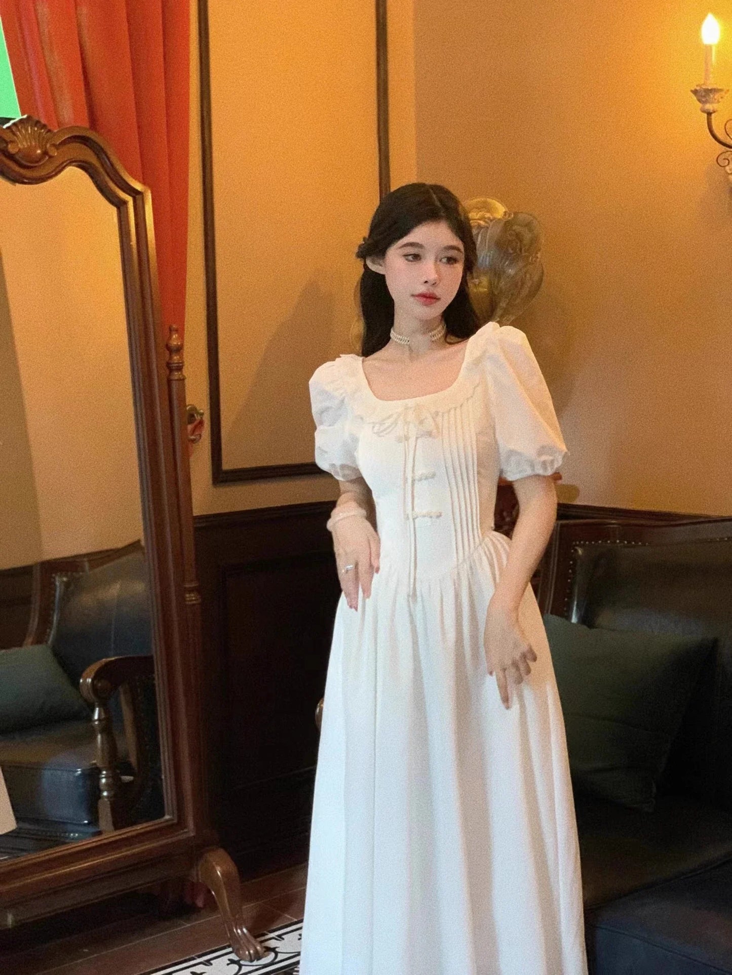 Women Summer Elegant Party Dress French Vintage Ruffles Ladies Robe Fashion Female Sexy Clothes