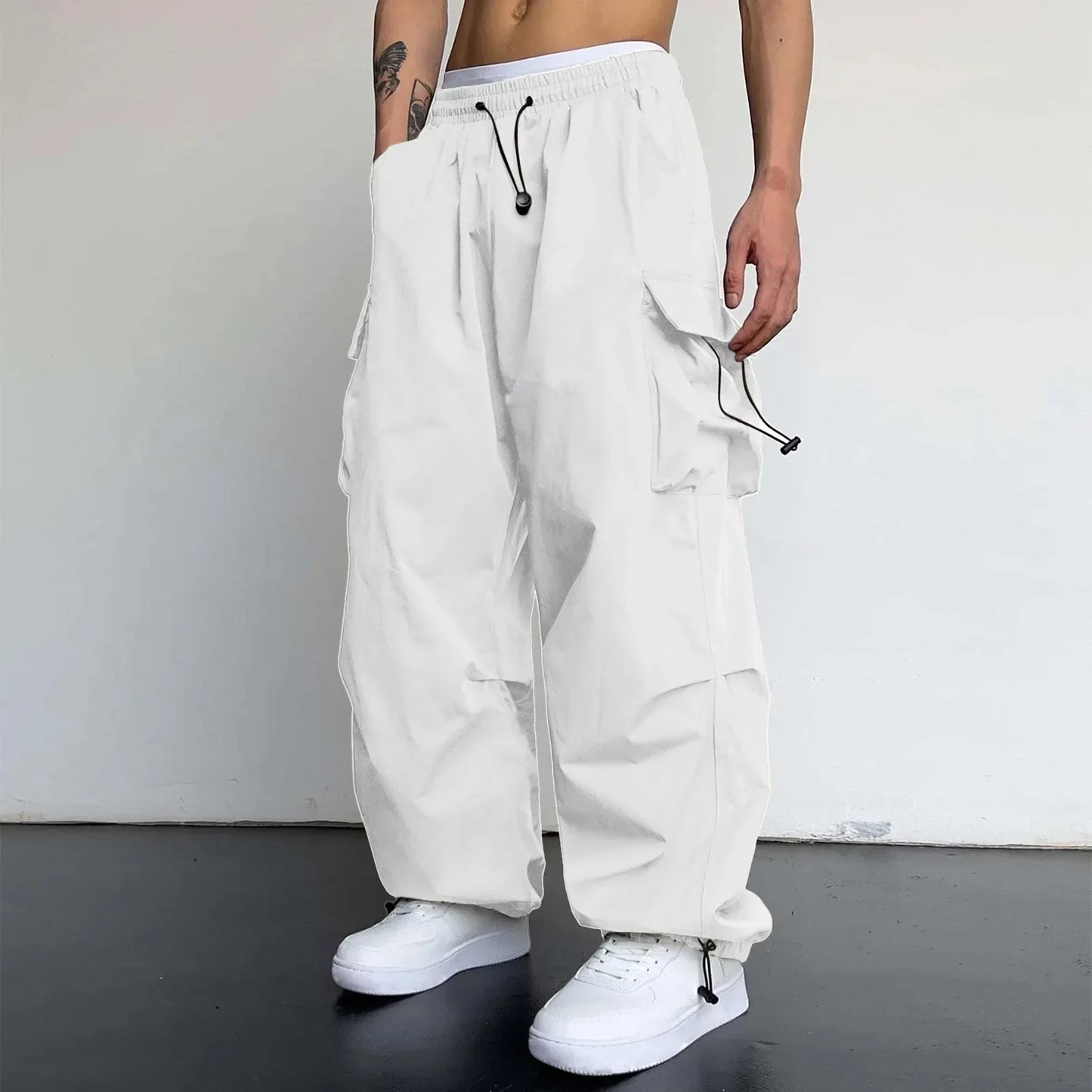 maoxiangshop Streetwear Spring Summer Cargo Pants Men Multi-pocket Harajuku Fashion Casual Men's Jogger Pants Wide Leg Loose Hip Pop Pants