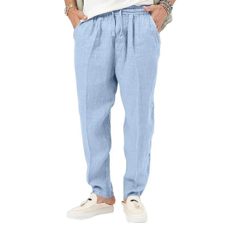 maoxiangshopMen's Long Linen Pants Lightweight Loose Fit Trousers Breathable Cotton Streetwear Sport Sweatpants Solid Color Pencil Pants