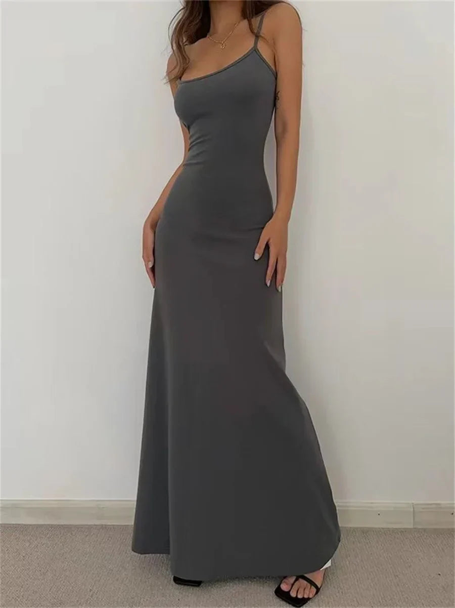 maoxiangshop-Woman Spring Summer Style Bodycon Dress Female Sexy Sleeveless Spaghetti Strap Split Sheath Dress Vestidos