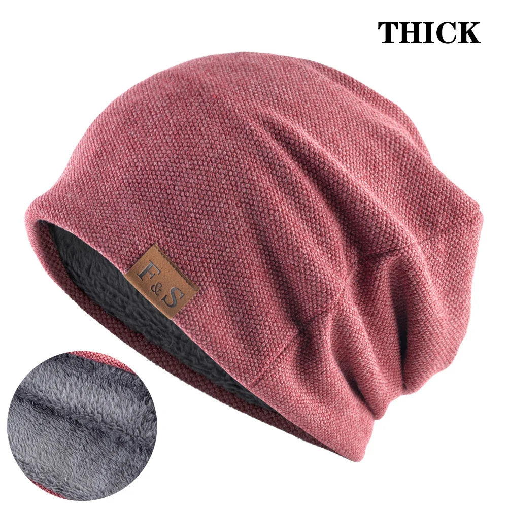 maoxiangshop Men Women Winter Warm Beanies Skullies Knitted Solid Casual Brand Soft Knitting Hat Outdoor Plus Velvet
