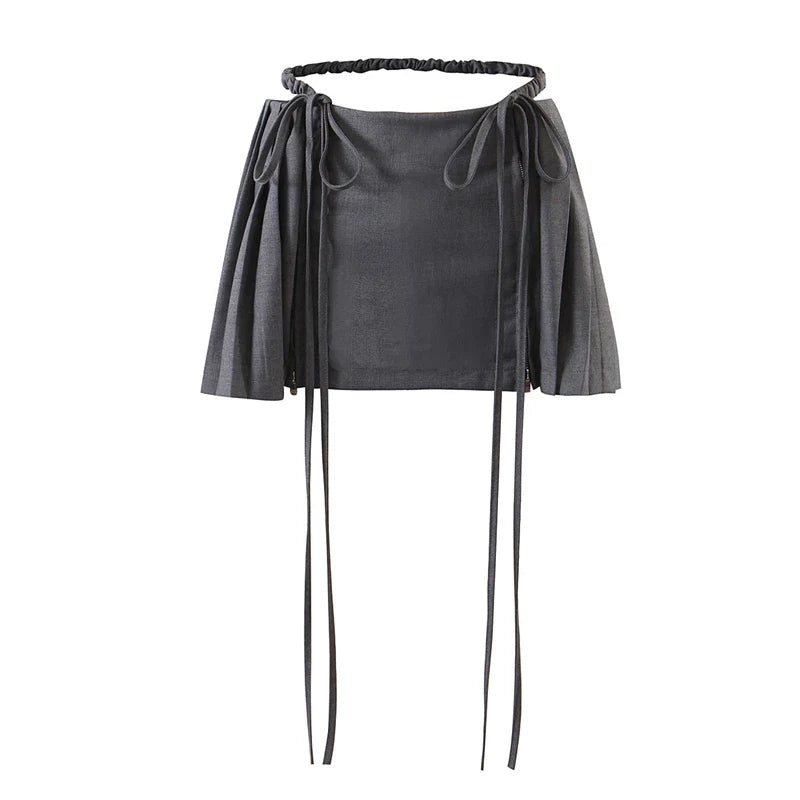 maoxiangshop - New Y2k Mini Skirts 90s Cute Streetwear Casual Grey Pleated Skirts With Belt Hot Zipped A-Line Women Short Skirt Summer