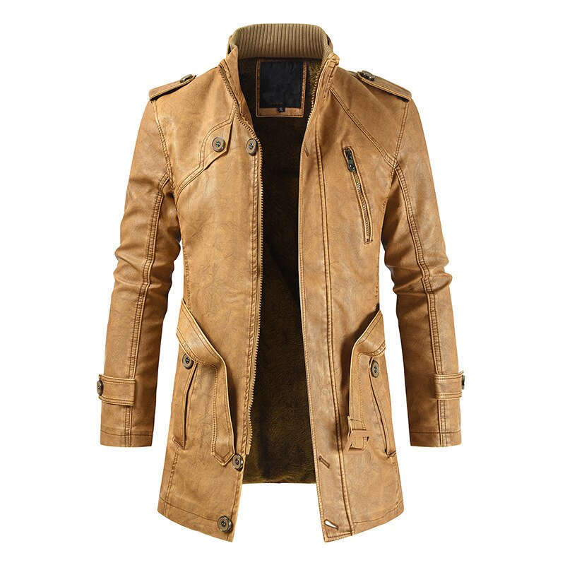 maoxiangshop Faux Leather Jackets Men High Quality Classic Motorcycle Bike Cowboy Jacket Coat Male Plus Velvet Thick Coats L-3XL