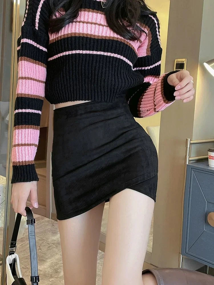 maoxiangshop Girl Irregular Pleated Hip Autumn Winter New Half Length Anti Slip Faldas Fashion Clothes for Women Skirts