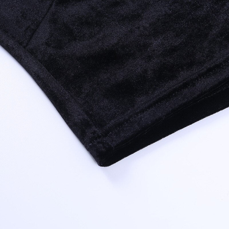 maoxiangshop 90s Vintage Velvet Black Crop Top Elegant Lady Lace Flare Sleeve V Neck T-shirt Harajuku Grunge Retro Tees Women Gothic Clothes