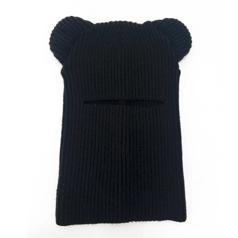 maoxiangshop - Knitted Full Face Cap 1 Holes Balaclava Hat Outdoor Sports Skiing Riding Motorcycle Face Mask Winter Autumn Windproof Warm Masks