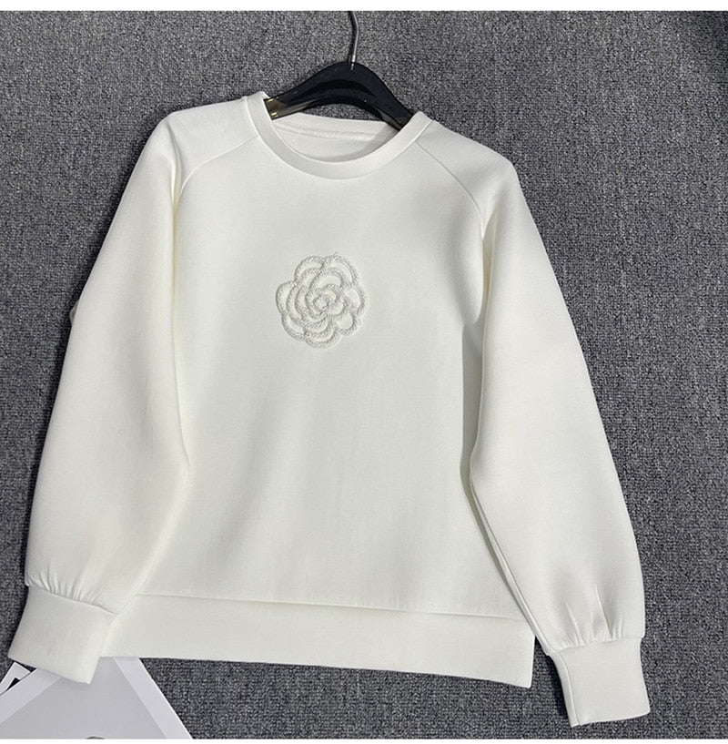 Korean Fashion Black White Pullovers O Neck Sweatshirts Patchwork Tops Autumn Winter Long Sleeve Kawaii Pulls Streetwear Casual
