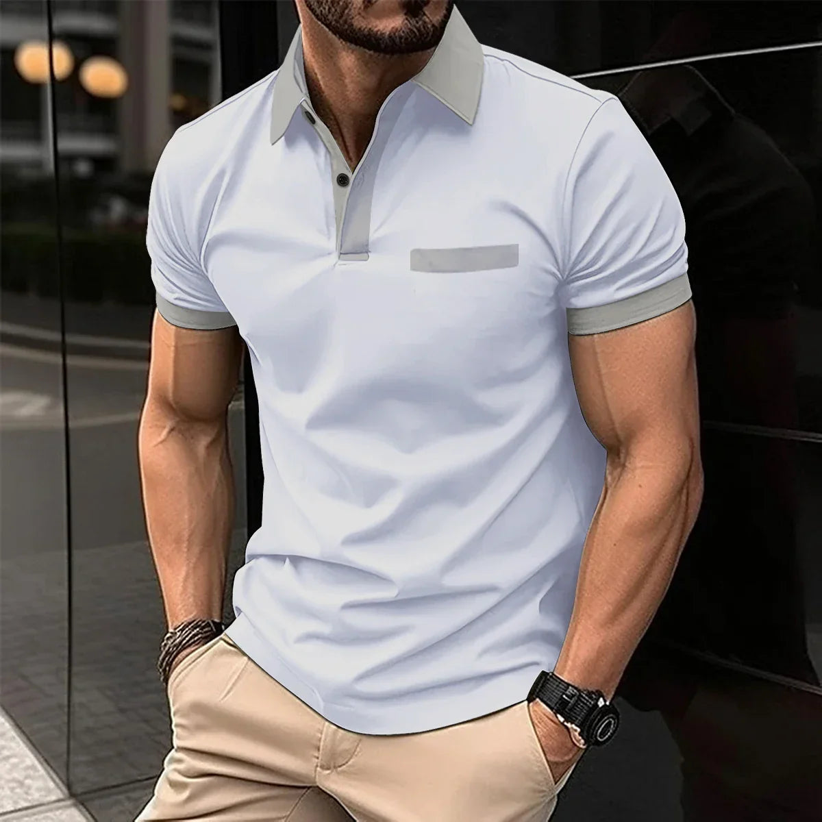 maoxiangshop 2024 Summer Best-Selling Men's Polo Shirt Lapel Printed Men's Clothing Stripes Polo Shirt Casual Sports Men's Shirt