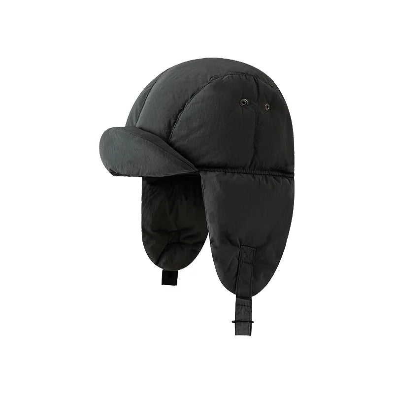 maoxiangshop - Down Cotton Bomber Hats for Women Winter Windproof Ear Protection Cap Warm Thick Motorcycle Lining Korean Solid Cycling Ski Hat