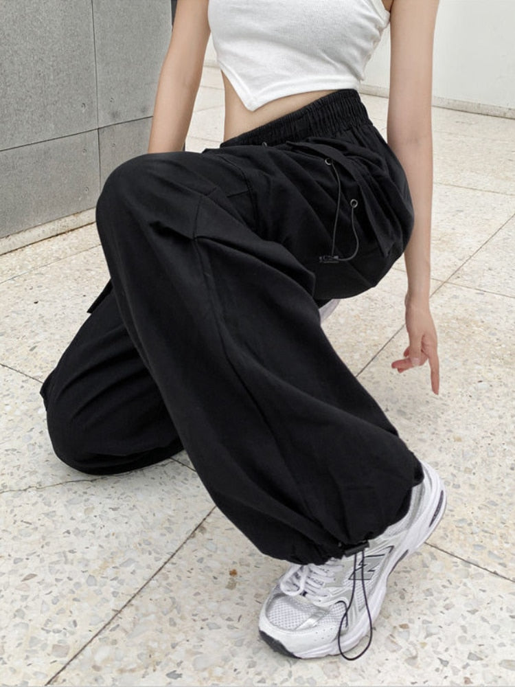 maoxiangshopHarajuku Parachute Pants Y2K Streetwear Wide Leg Baggy Cargo Trousers Female Hippie Korean Edgy Style Jogging Sweatpants