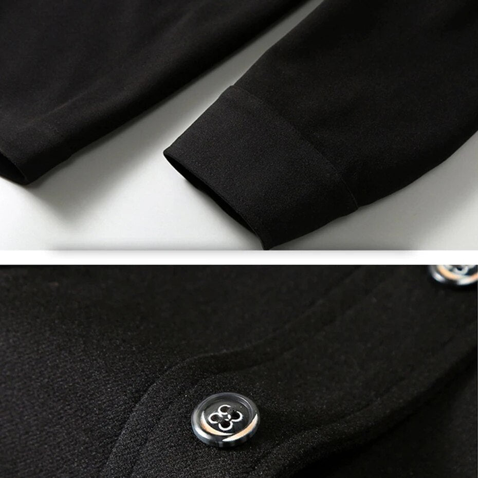 maoxiangshop New Spring Autumn Jacket Men Wool Coat Plus Size 10XL 11XL Windbreak Jackets Male Black Coat Big Size 11XL
