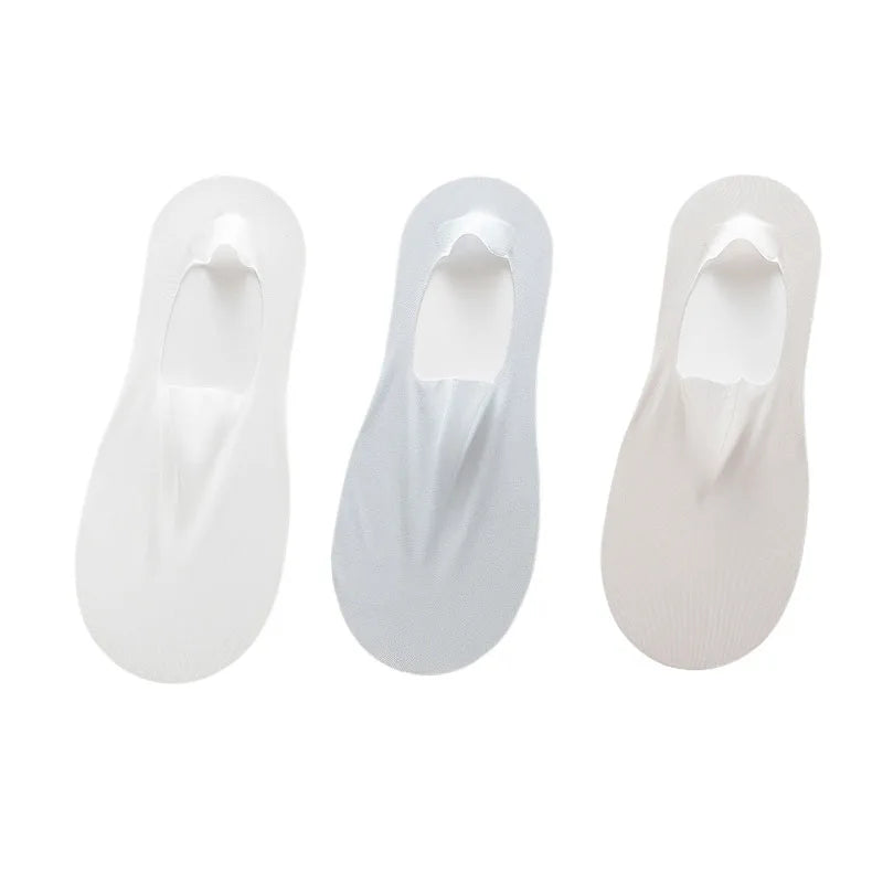 maoxiangshop 3 Pairs Men's Boat Socks Summer Ultra-thin Breathable Solid Color Sock Slippers Comfortable Soft Ice Silk Low Cut Men Sokken