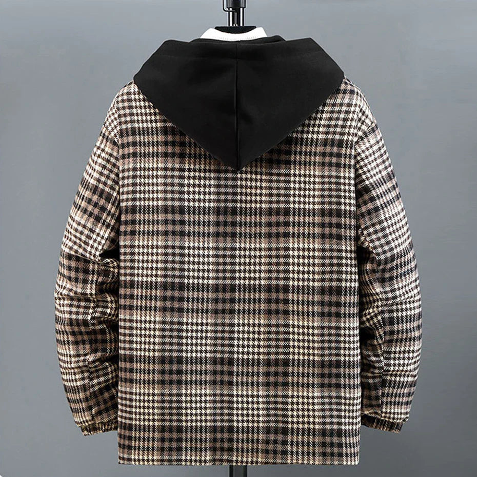 maoxiangshop Plus Size 10XL 11XL Plaid Parkas Men Winter Thick Jacket Coat Plaid Fashion Casual Winter Hooded Jackets Big Size 11XL 10XL Male
