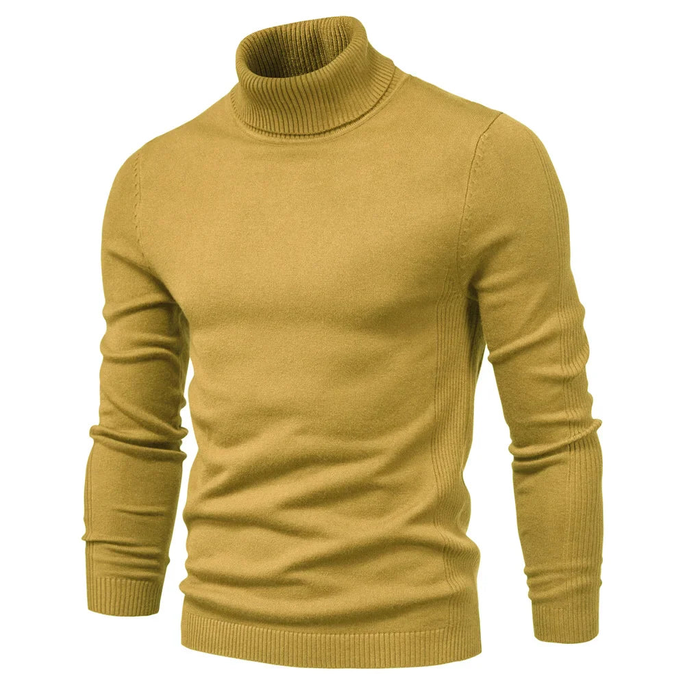 maoxiangshop New Winter Turtleneck Thick Mens Sweaters Casual Turtle Neck Solid Color Quality Warm Slim Turtleneck Sweaters Pullover Men