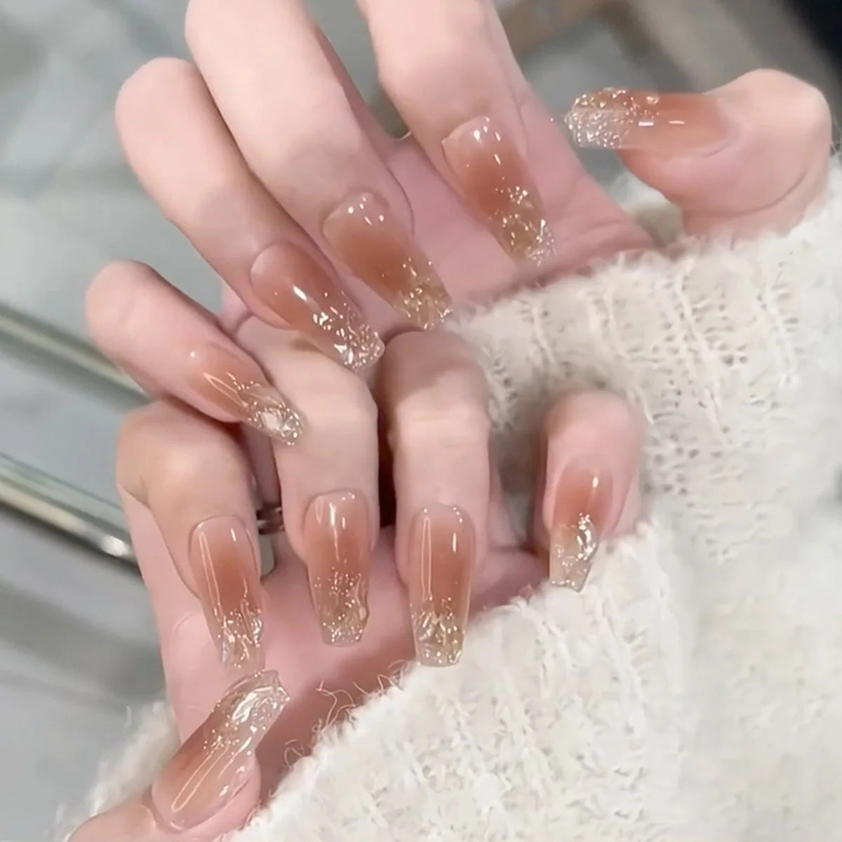 maoxiangshop 24pcs Wearable Pink Press On Fake Nails Tips With Glue false nails design Butterfly Lovely Girl false nails With Wearing Tools