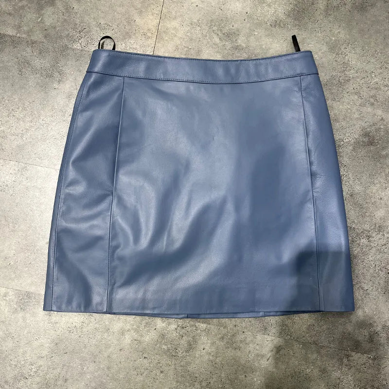 maoxiangshop Leather Skirt Women Fashion New High Waist Skirt Spring Autumn Slim Mini Skirt Genuine Leather Shorts Boots Y2k