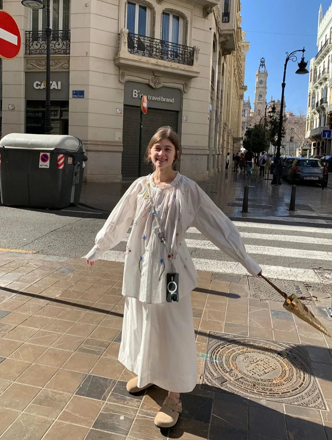 maoxiangshop - Chic Cute Floral Embroidery Blouse Women+Long Skirts Set Cotton Ruffle O-neck Blouse Woman Suit Loose Skirts Vacation Outfit