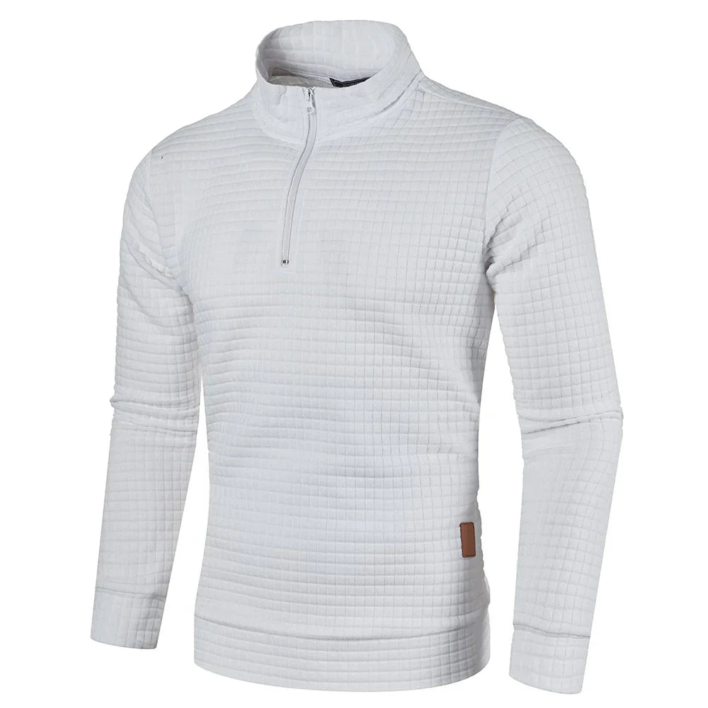 maoxiangshop Autum Men's Solid Color Sweatshirt New Oversize Half Zipper Pullover Warm Sweater Jogger Sport Tops