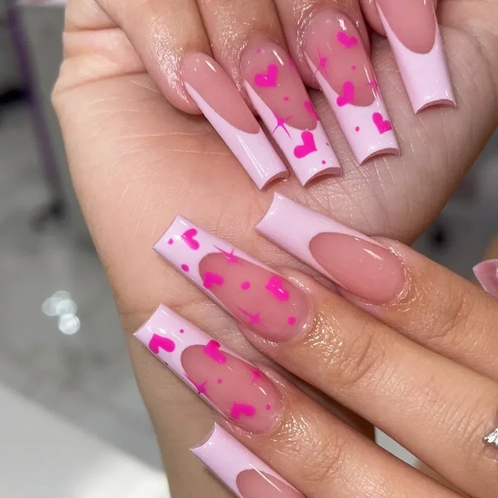 maoxiangshop 24Pcs Coffin False Nails Purple Butterfly Designs Fake Nails with Shiny Rhinestone Wearable French Full Cover Press on Nails