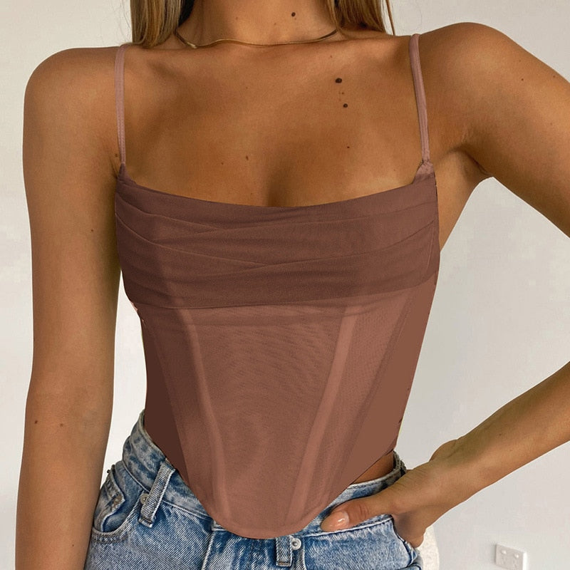 maoxiangshopCorset Tops Women Summer Sleeveless Tank Top Backless Summer Solid Skinny Off Shoulder Tanks Camis Y2k Crop Top Corset for Women