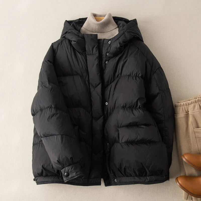 maoxiangshop Winter Oversize Duck Down Coat Women Fashion Warm Thick Hooded Jackets Black Autumn Casual Pocket Parkas