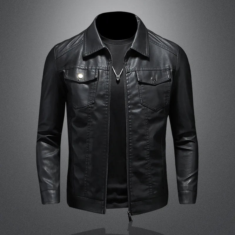 maoxiangshop Black PU Jackets Men Spring Autumn Leather Jacket Coat Male Fashion Casual Motor Biker PU Leather Coat Big Size 5XL