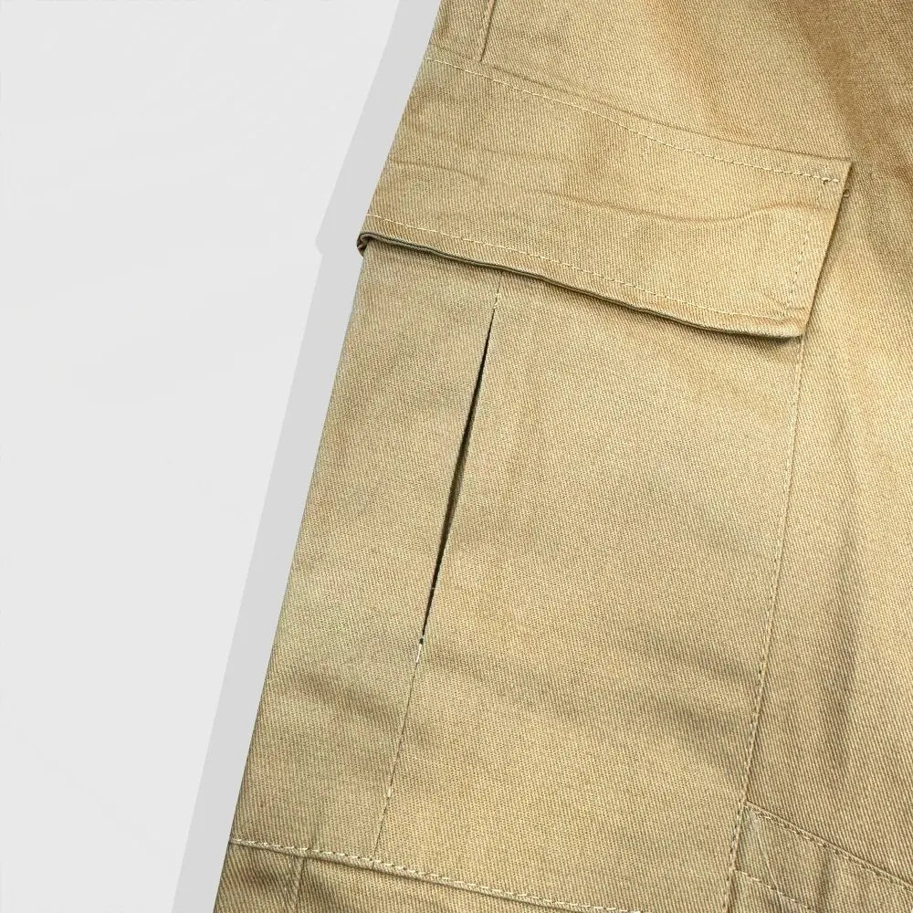 maoxiangshop Men's New Spring And Fall Loose Multi-Pocket Drawstring Work Pants Outdoor Washed Vintage High Street Hip-Hop Casual Pants