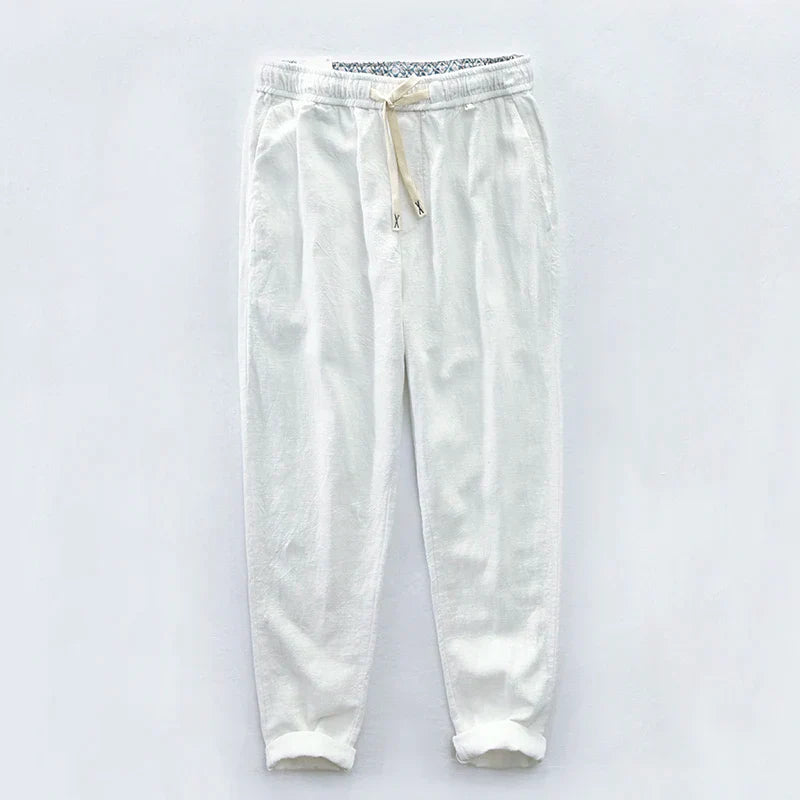 maoxiangshop 7 Colors Men's Cotton Linen Pants Male Spring Summer Casual Solid Color Thin Linen Cargo Trousers Streetwear M-XXXL