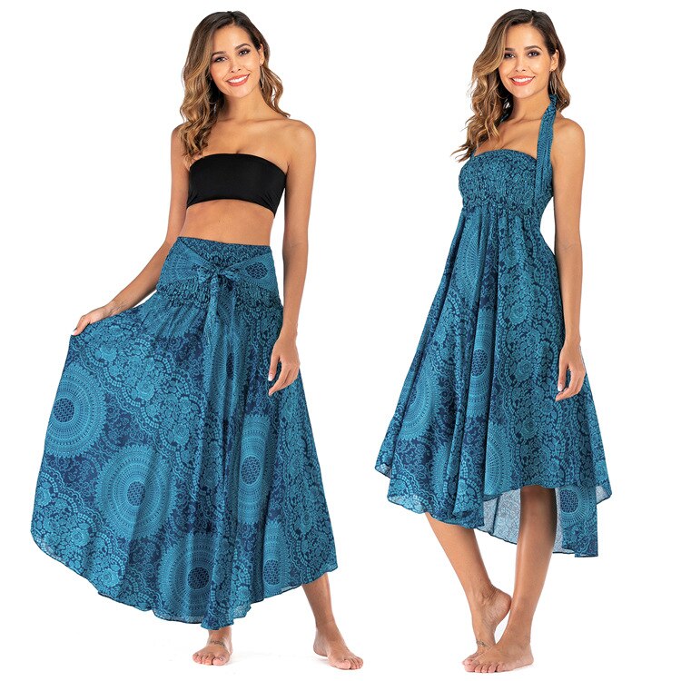 maoxiangshop Fashion Skirts Women Clothes Roupas Saia Bottom Women Skirt New Sexy Woman Long Jupe Bohemian Boho Flowers Elastic Waist Faldas