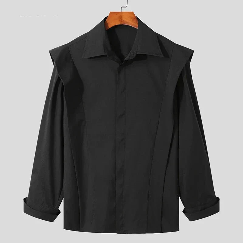 maoxiangshop 2024 Men Shirt Brand Lapel Long Sleeve Fashion Casual Men Clothing Solid Color Streetwear Button Leisure Camisas S-5XL