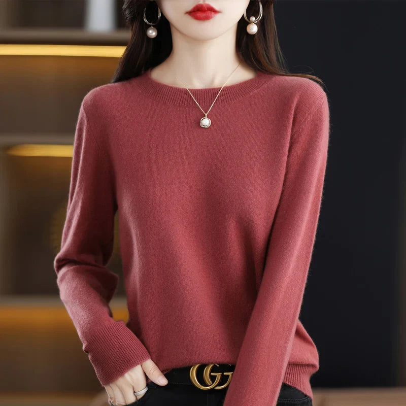 maoxiangshop Cashmere Sweater Women's Knitting Sweater 100% Pure Merino Wool Winter Fashion Basic V-neck Chic Top Autumn Warm Pullover