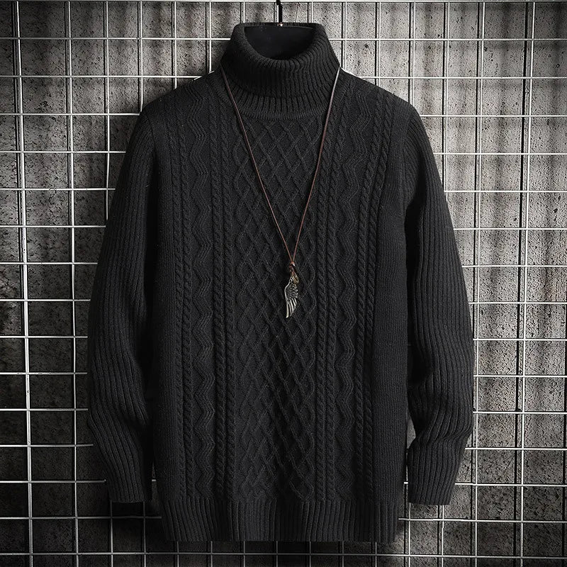 maoxiangshop 2024 Men's Winter Warm Turtleneck Sweaters Knitted Thick Pullover Casual Sweaters High Neck Knited Solid Color Jumpers for Men
