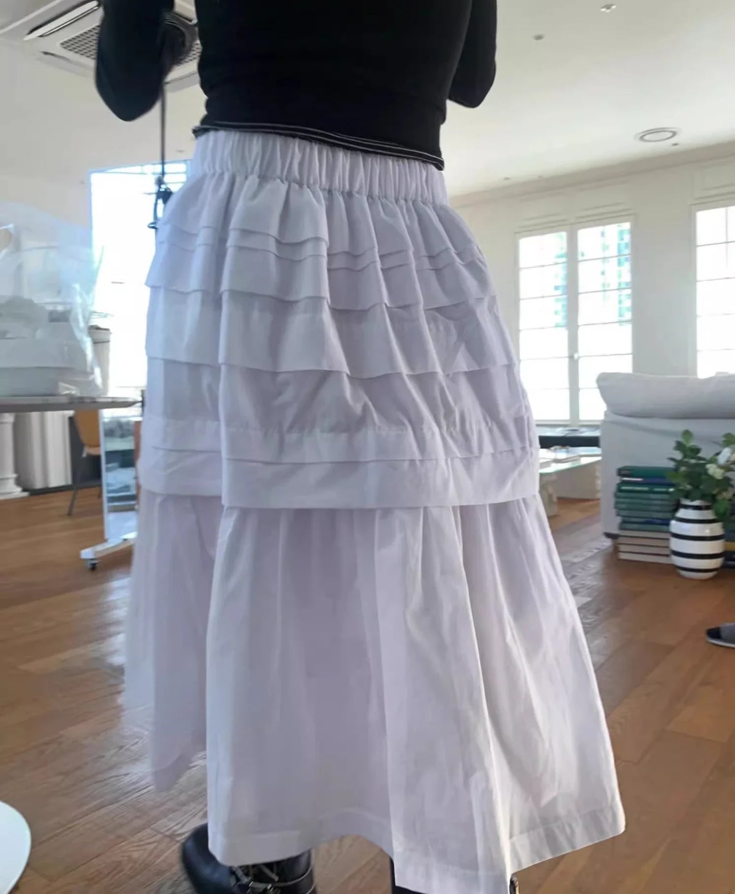 maoxiangshop - Y2k Aesthetic White Simple Pleated Skirts Women Vintage Summer Long Skirt Harajuku Streetwear Gothic Faldas Largas Mujer 2024