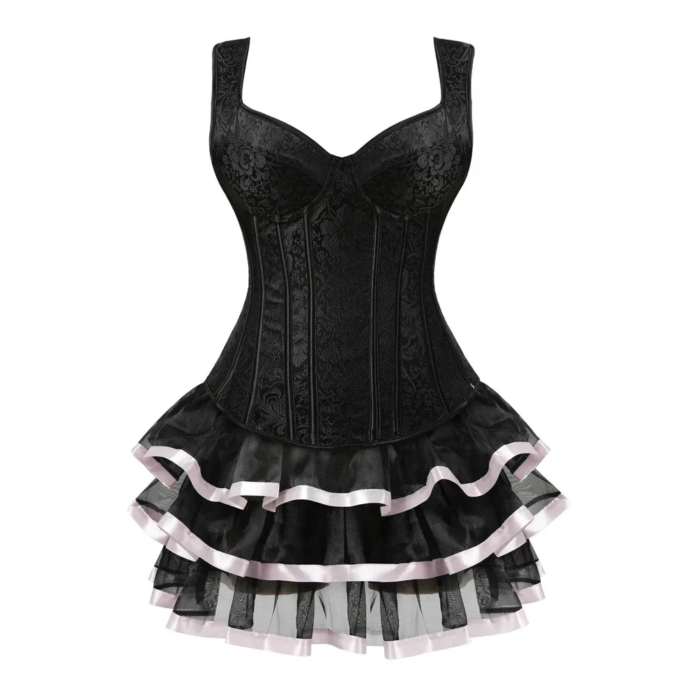 maoxiangshop - Corset Skirt for Women Steampunk Straps Bustiers Dress Sexy Corsetto Dresses Classic Clubwear Carnival Costume Halloween Outfits