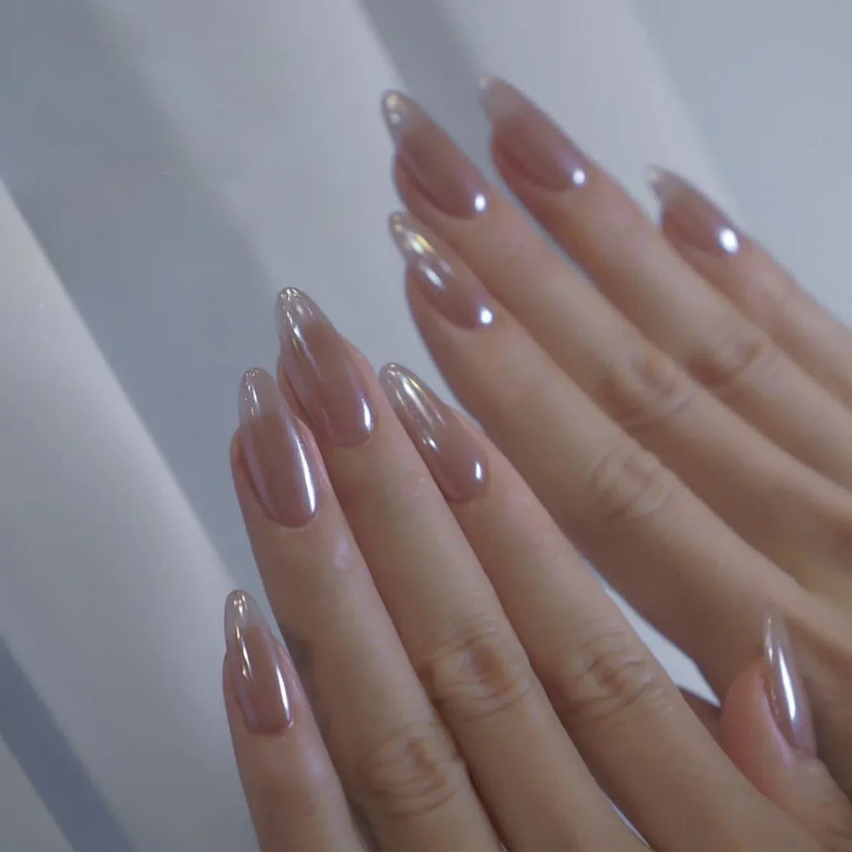 maoxiangshop 24Pcs False Nails With Glue Almond Pink Butterfly Design Detachable Rhinestones Acrylic Fake Nails long stiletto Press On Nails