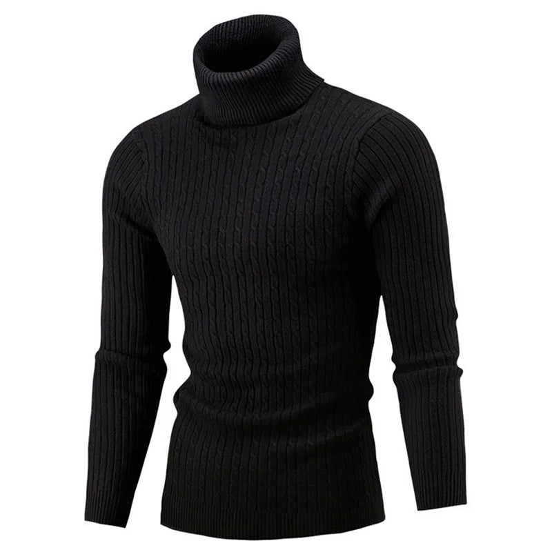 maoxiangshop Autumn Winter Men's Warm Sweater Long Sleeve Turtleneck Sweater Retro Knitted Sweater Pullover Sweater