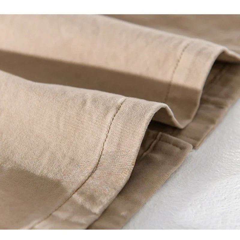 maoxiangshop 100% Cotton Tooling Japanese Jacket, New Coat Men's Long Sleeve Khaki Shirt, Casual Cotton Comfortable Thick Shirt camping
