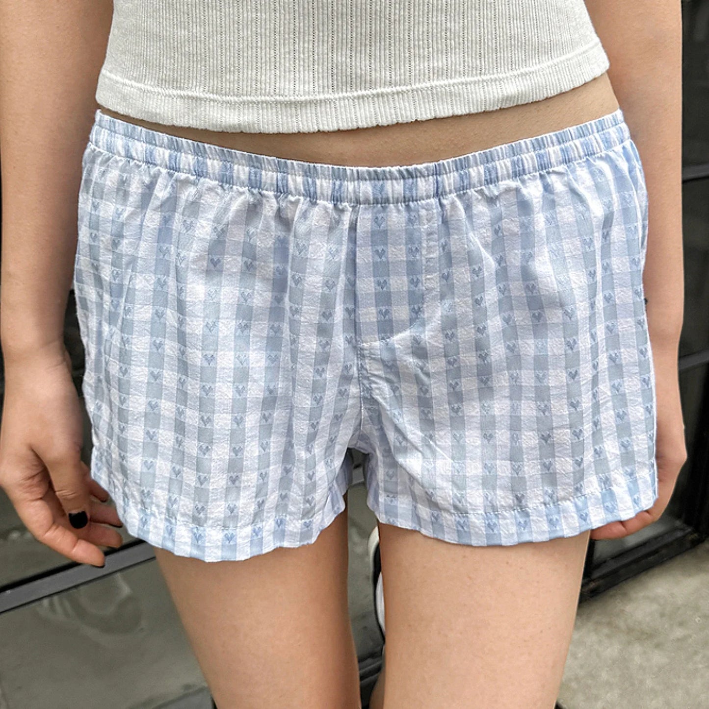maoxiangshop - Summer Women's Y2K Cute Loungewear Shorts Casual Loose Fitting Elastic Low Waist Floral Bottoms with Button Decor