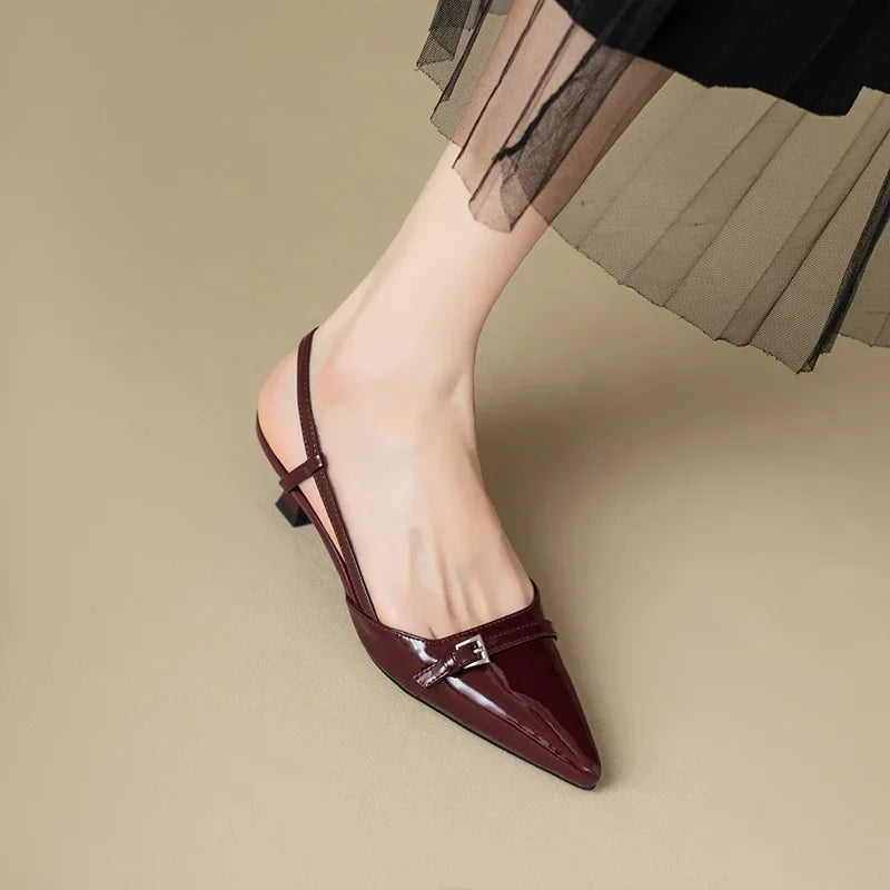 Pointed Toe Sexy Mid Heels Party Shoes Women Sandals Designer Summer Brand Pumps Slingback Casual Shoes Dress Slippers New