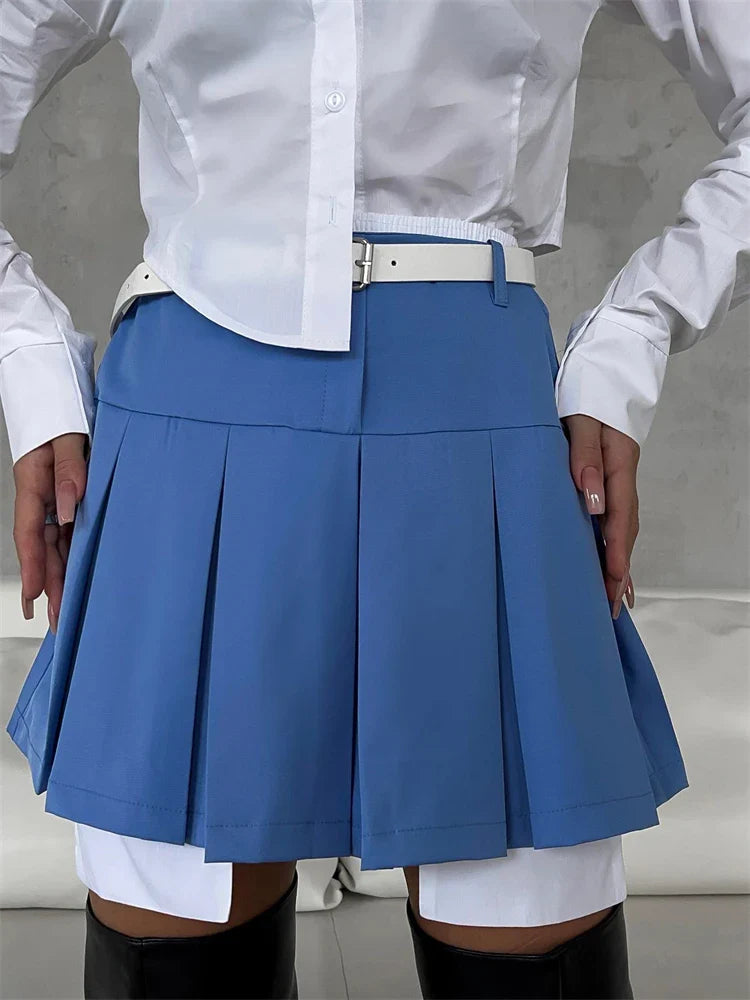 maoxiangshop - New Mini Skirt For Women Cute High Waist Fashion Y2K Skirts Set Casual Streetwear Womens Bottom Black Pleated Skirts