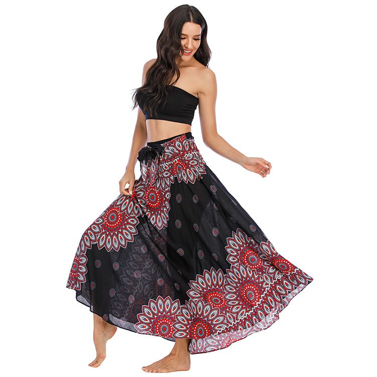 maoxiangshop Fashion Skirts Women Clothes Roupas Saia Bottom Women Skirt New Sexy Woman Long Jupe Bohemian Boho Flowers Elastic Waist Faldas