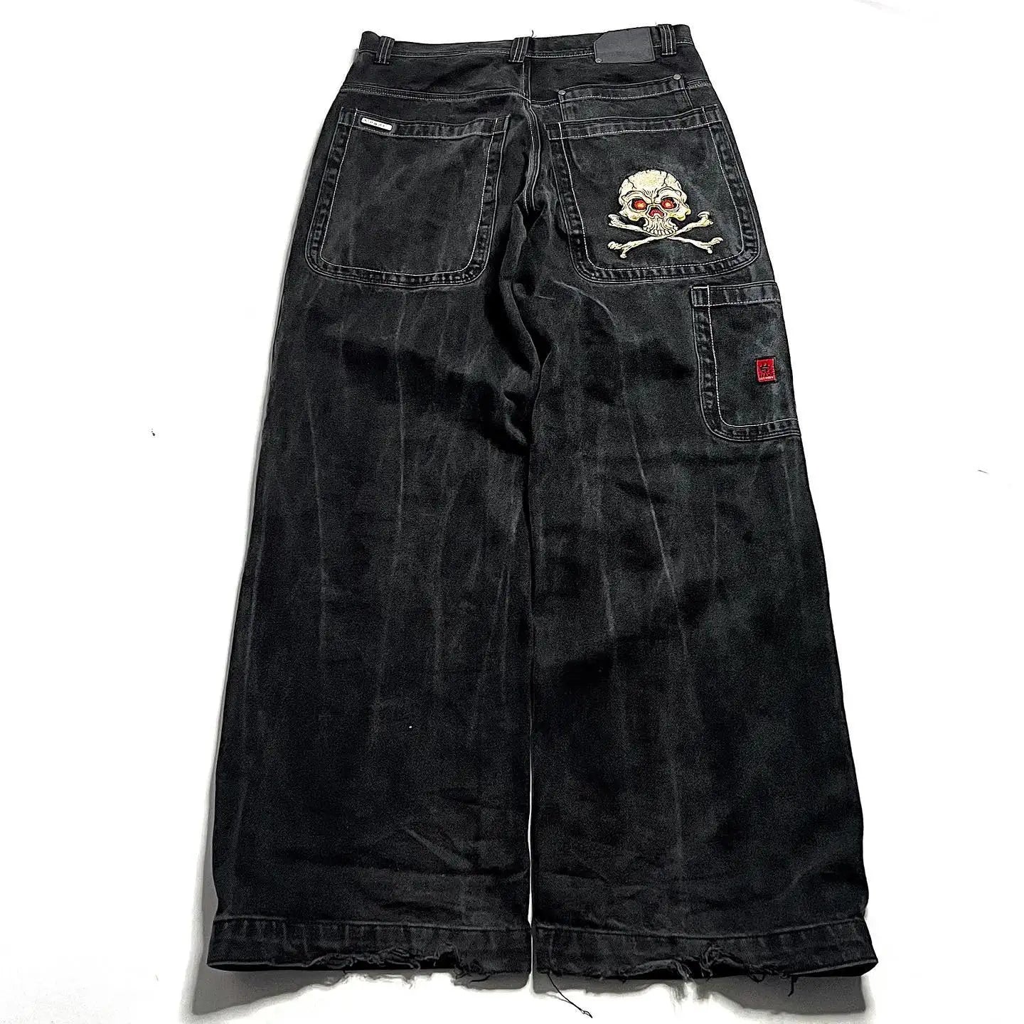 maoxiangshopJeans New Harajuku Hip Hop Retro Skull Graphic Embroidered Baggy Jeans Denim Pants Men Women Goth High Waist Wide Trousers