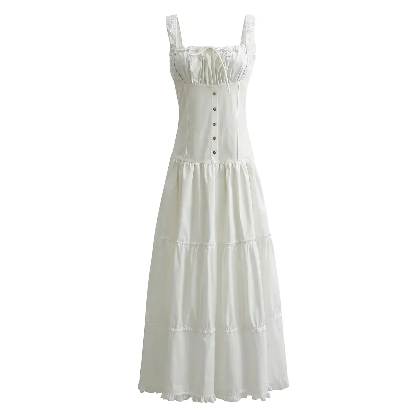 maoxiangshop Bowknot White Summer Women's Dress Elegant Tank Beach Long Sundress Vestidos Sleeveless Holiday Chic Black Slim Maxi Dress 2024