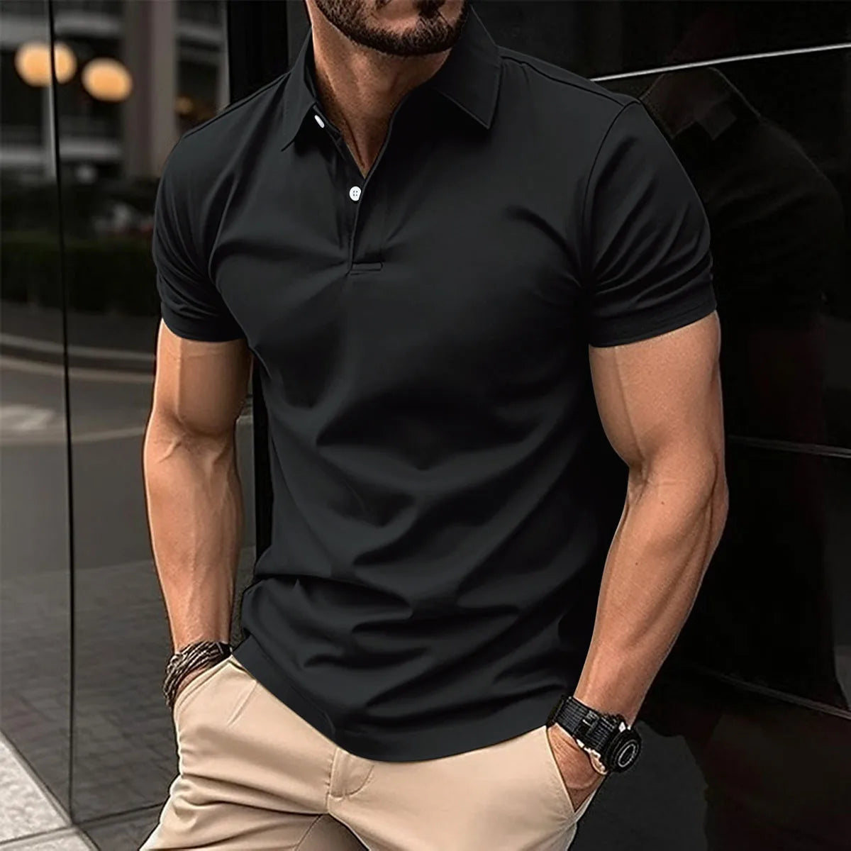 maoxiangshop 2024 Summer Best-Selling Men's Polo Shirt Lapel Printed Men's Clothing Stripes Polo Shirt Casual Sports Men's Shirt
