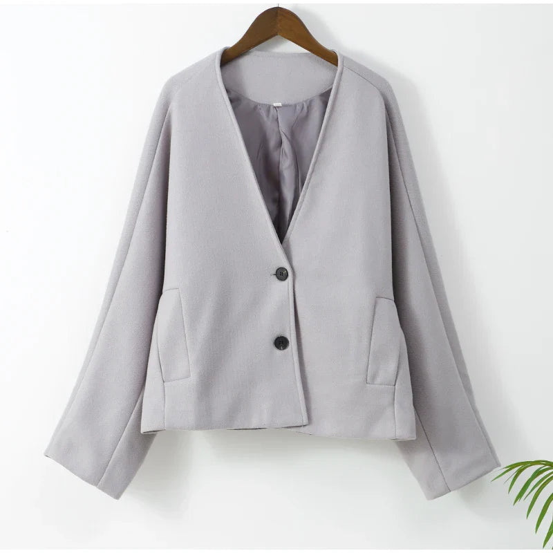 maoxiangshop - Elegant Women Solid Double Breasted Cotton Coat Chic Stand Collar Long Sleeves Warm Jacket Autumn Fashion Lady Commuting Outwear