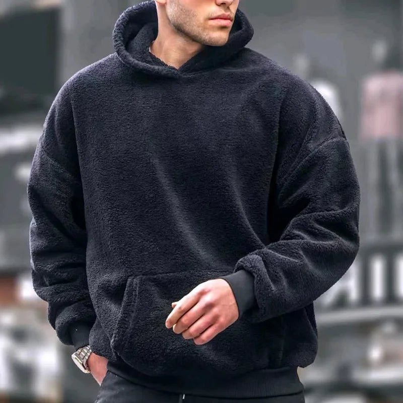 maoxiangshop Men's Hoodie Casual Hoodies Pullovers Sweatshirts Men's Top Solid Color Hoodies Sweatshirt Male Winter jumper with fleece hoodie