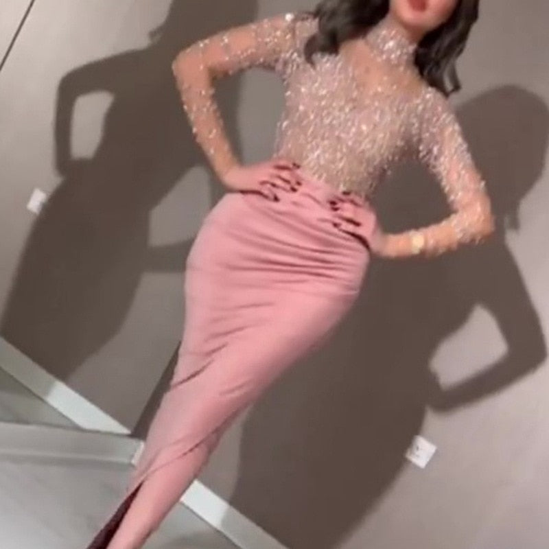 maoxiangshop Sexy Buttocks Ball Gown Dress for Women Party Evening Night Wear Slim Elegant Ladies Long Dresses Fashion Hollow Out Tops Robe