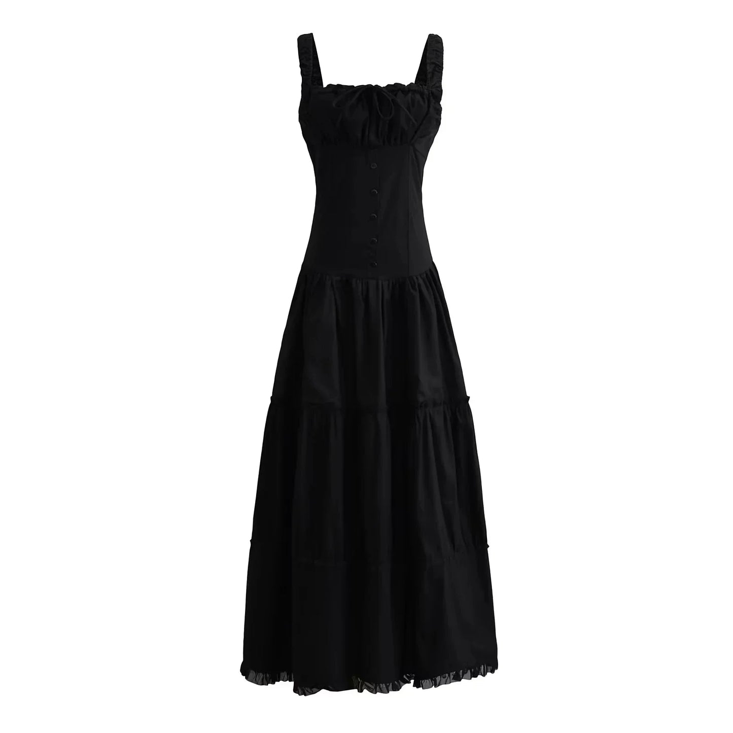 maoxiangshop Bowknot White Summer Women's Dress Elegant Tank Beach Long Sundress Vestidos Sleeveless Holiday Chic Black Slim Maxi Dress 2024