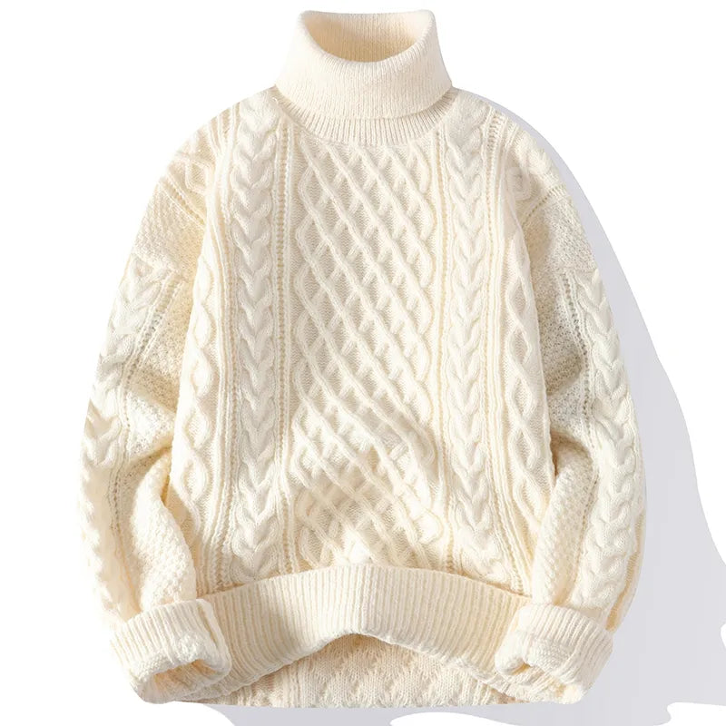 maoxiangshop High Quality Mens Turtleneck Sweaters Pullover Solid Color Knitted Sweater Men Casual Pullovers Autumn Winter Warm Knitwear Man