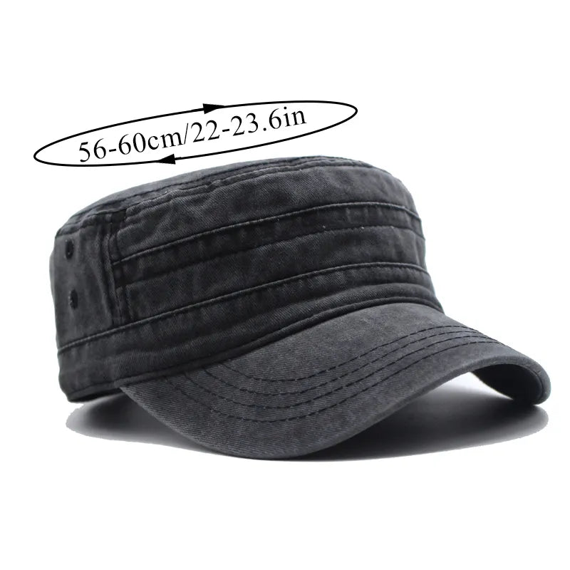 maoxiangshop New Washed Cotton Flat Top Cap Adjustable Outdoor Caps Women Men Retro Hats Man Cap